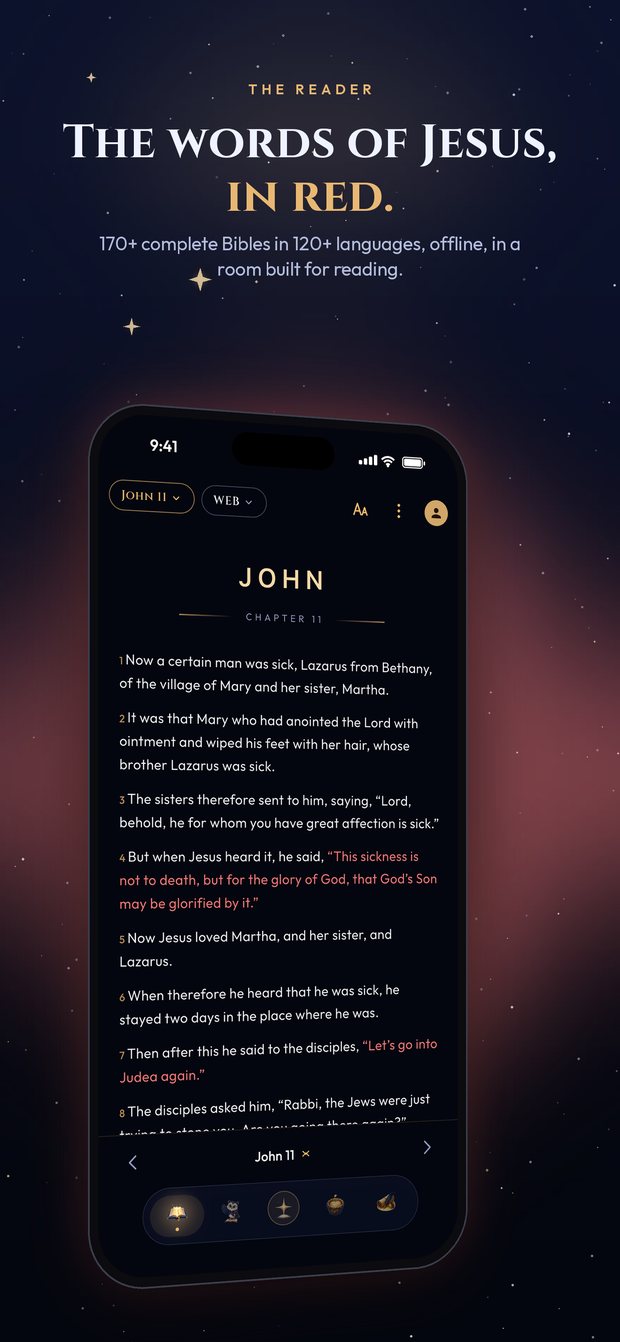 The reader with the words of Jesus in red