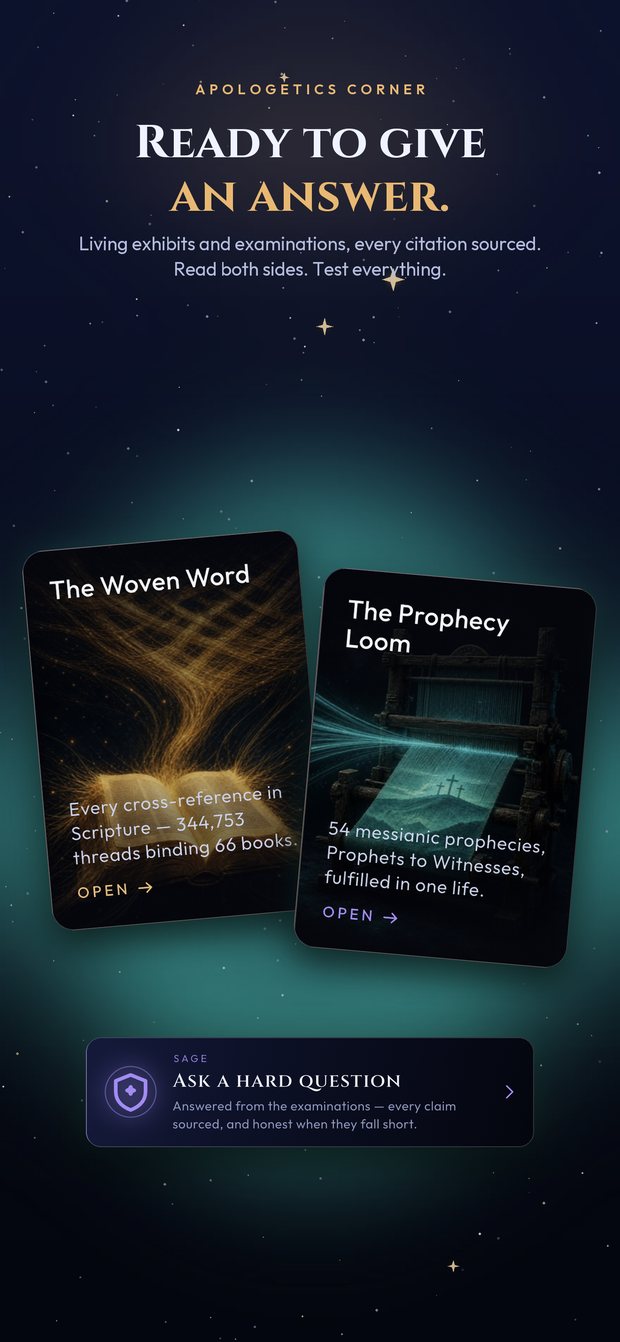 Apologetics Corner with the Living Exhibits and examinations