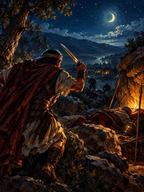 Illustration — not a likeness; generated for Gospel Companion in the app's painting style — Abishai