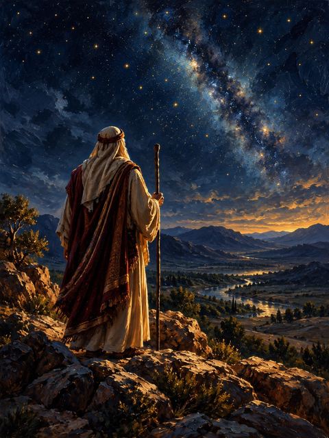 Illustration — not a likeness; generated for Gospel Companion in the app's painting style — Abraham