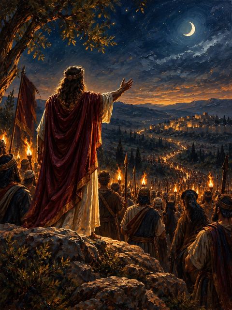 Illustration — not a likeness; generated for Gospel Companion in the app's painting style — Absalom