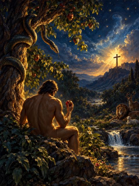 Illustration — not a likeness; generated for Gospel Companion in the app's painting style — Adam