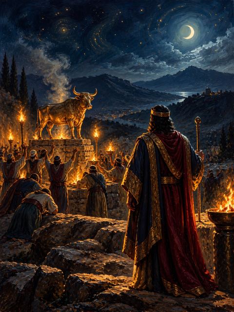 Illustration — not a likeness; generated for Gospel Companion in the app's painting style — Ahab