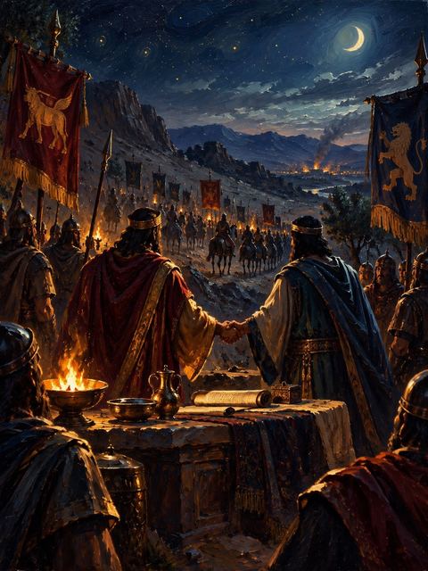 Illustration — not a likeness; generated for Gospel Companion in the app's painting style — Ben-hadad