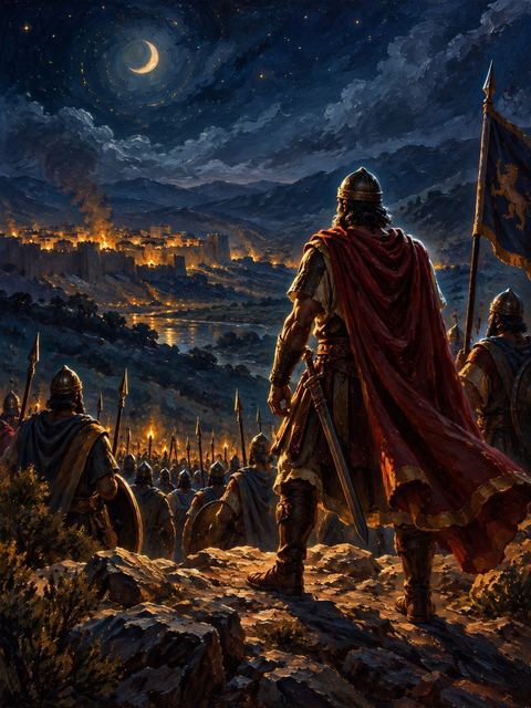 Illustration — not a likeness; generated for Gospel Companion in the app's painting style — Benaiah