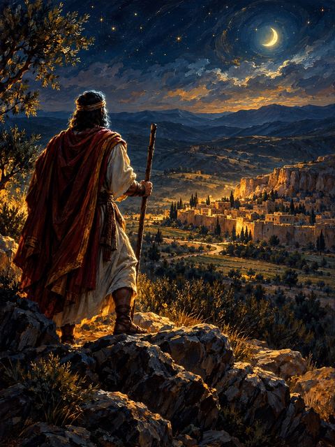 Illustration — not a likeness; generated for Gospel Companion in the app's painting style — Caleb
