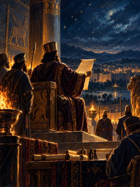 Illustration — not a likeness; generated for Gospel Companion in the app's painting style — Cyrus