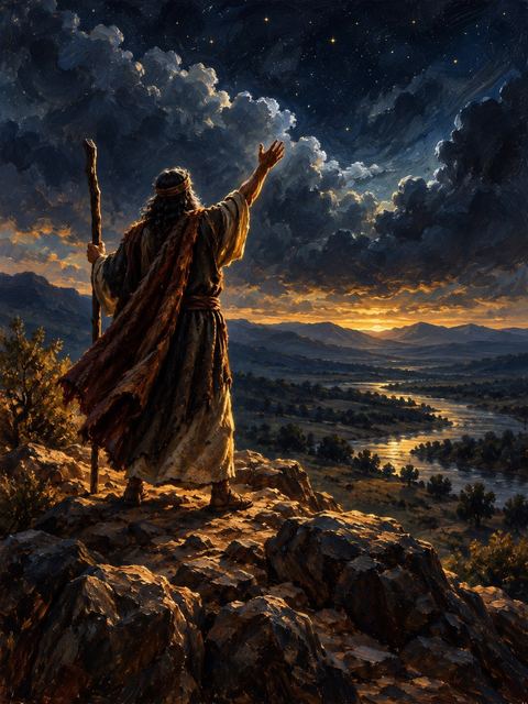 Illustration — not a likeness; generated for Gospel Companion in the app's painting style — Elijah
