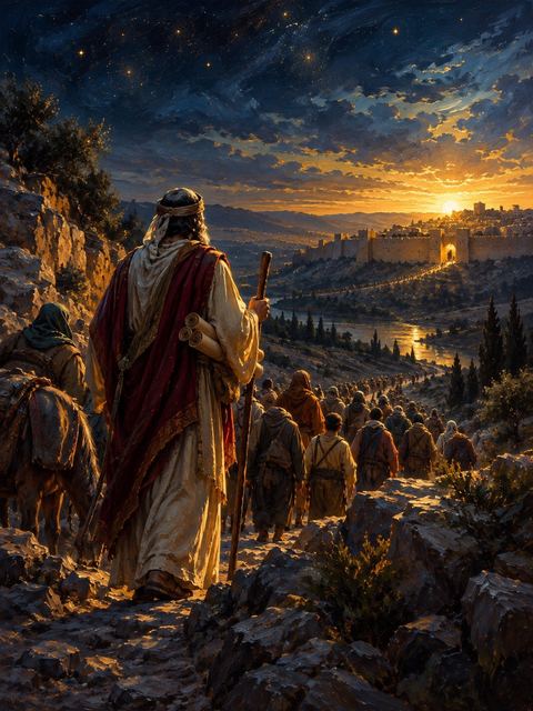 Illustration — not a likeness; generated for Gospel Companion in the app's painting style — Ezra