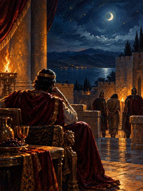 Illustration — not a likeness; generated for Gospel Companion in the app's painting style — Herod