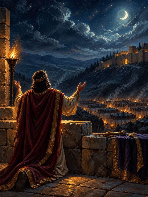 Illustration — not a likeness; generated for Gospel Companion in the app's painting style — Hezekiah