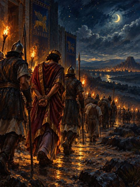 Illustration — not a likeness; generated for Gospel Companion in the app's painting style — Jehoiachin