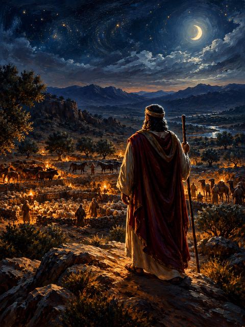 Illustration — not a likeness; generated for Gospel Companion in the app's painting style — Job