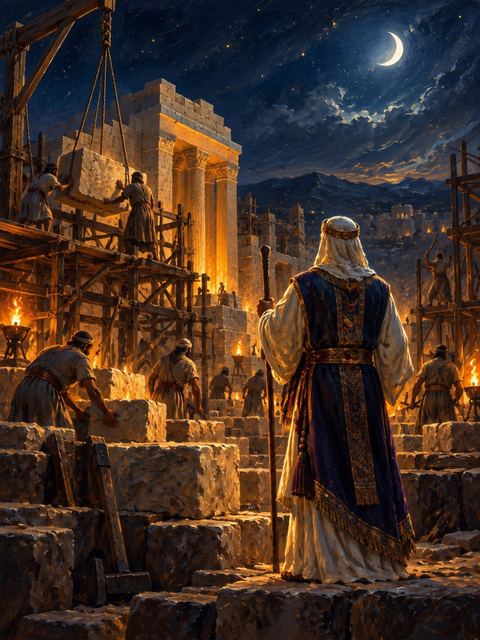 Illustration — not a likeness; generated for Gospel Companion in the app's painting style — Joshua