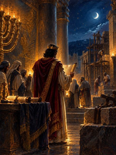 Illustration — not a likeness; generated for Gospel Companion in the app's painting style — Josiah