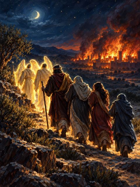 Illustration — not a likeness; generated for Gospel Companion in the app's painting style — Lot
