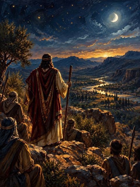 Illustration — not a likeness; generated for Gospel Companion in the app's painting style — Machir