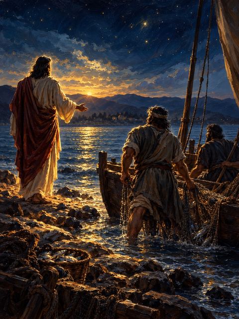 Illustration — not a likeness; generated for Gospel Companion in the app's painting style — Peter