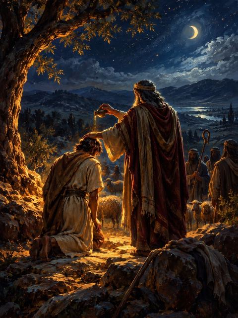 Illustration — not a likeness; generated for Gospel Companion in the app's painting style — Samuel
