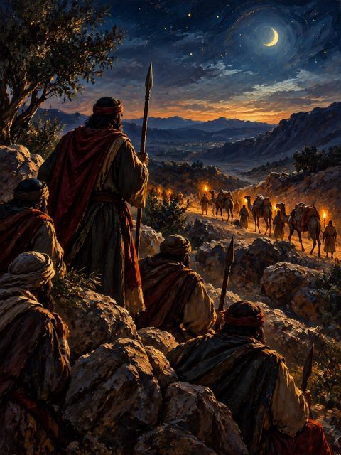 Illustration — not a likeness; generated for Gospel Companion in the app's painting style — Simeon