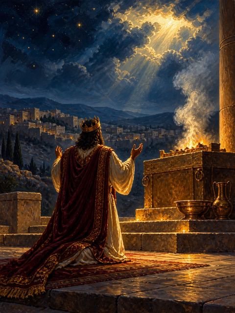 Illustration — not a likeness; generated for Gospel Companion in the app's painting style — Solomon