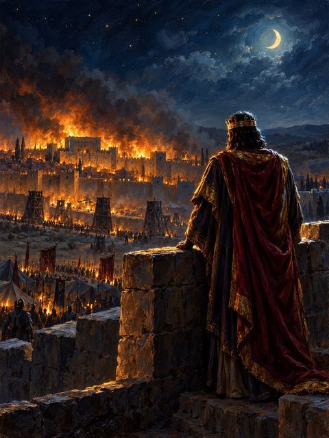 Illustration — not a likeness; generated for Gospel Companion in the app's painting style — Zedekiah