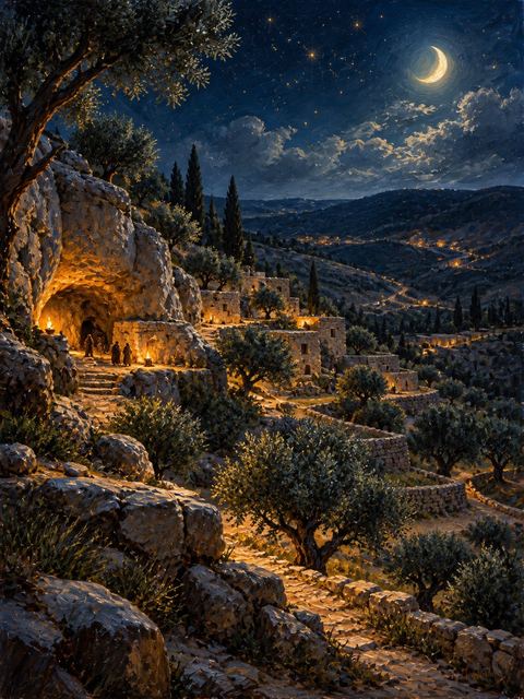 Illustration — not a likeness; generated for Gospel Companion in the app's painting style — Adullam