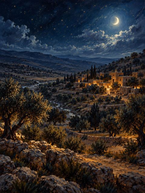 Illustration — not a likeness; generated for Gospel Companion in the app's painting style — Aijalon