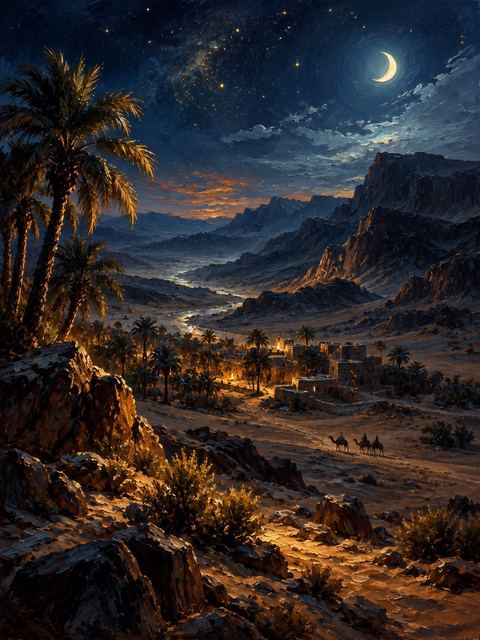 Illustration — not a likeness; generated for Gospel Companion in the app's painting style — Arabia