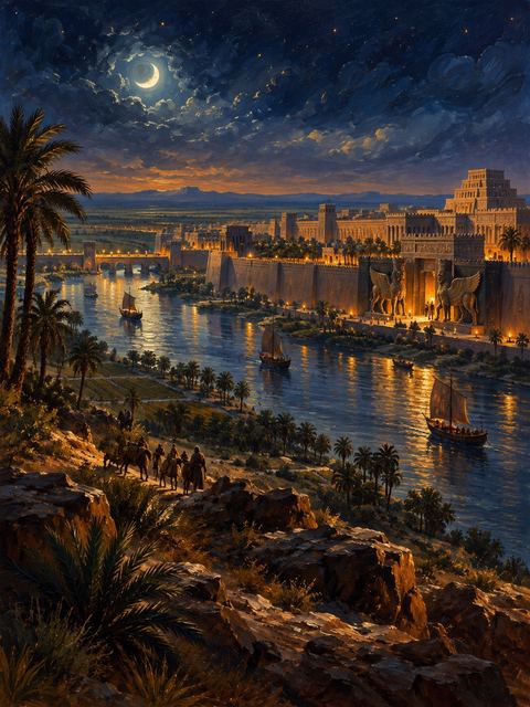 Illustration — not a likeness; generated for Gospel Companion in the app's painting style — Assyria