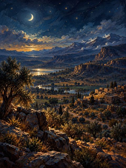 Illustration — not a likeness; generated for Gospel Companion in the app's painting style — Bashan