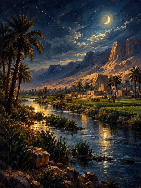 Illustration — not a likeness; generated for Gospel Companion in the app's painting style — Brook of Egypt