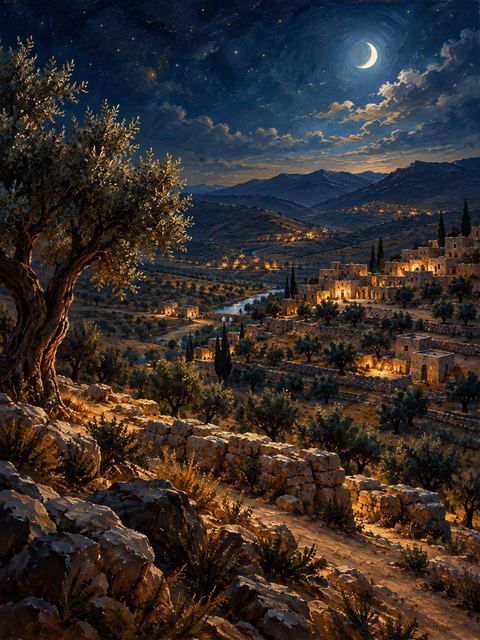 Illustration — not a likeness; generated for Gospel Companion in the app's painting style — Canaan