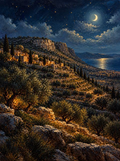 Illustration — not a likeness; generated for Gospel Companion in the app's painting style — Carmel