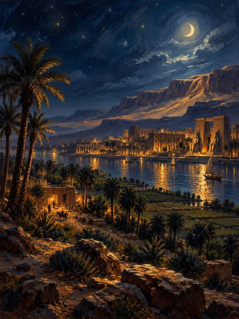Illustration — not a likeness; generated for Gospel Companion in the app's painting style — Egypt