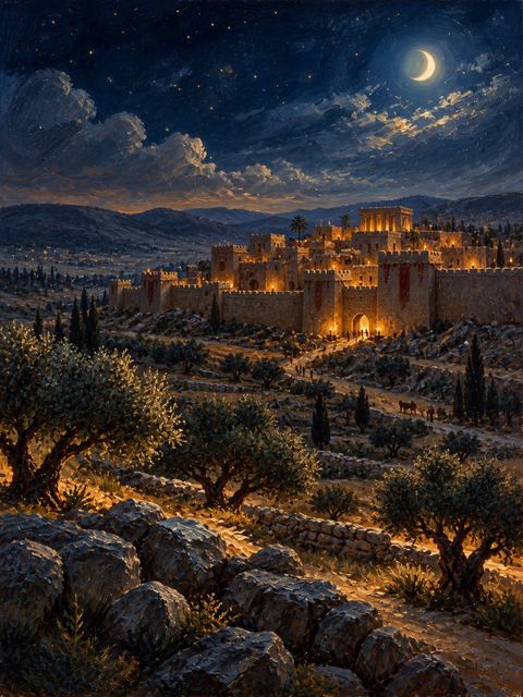 Illustration — not a likeness; generated for Gospel Companion in the app's painting style — Ekron