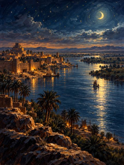 Illustration — not a likeness; generated for Gospel Companion in the app's painting style — Euphrates