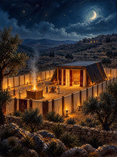 Illustration — not a likeness; generated for Gospel Companion in the app's painting style — Holy Place
