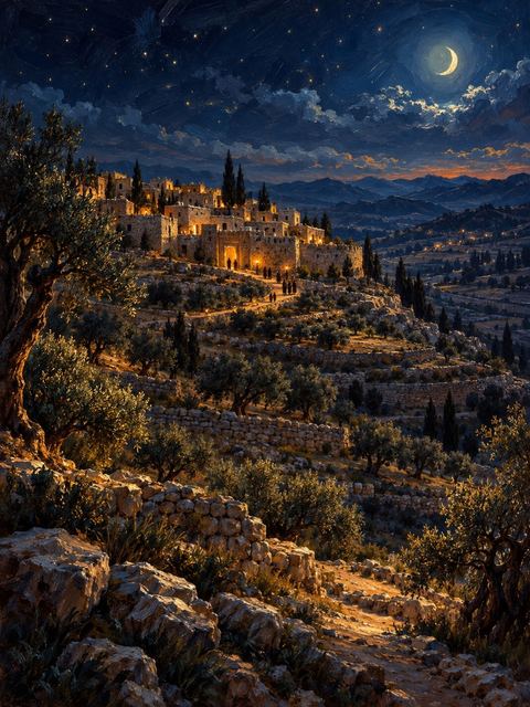 Illustration — not a likeness; generated for Gospel Companion in the app's painting style — Kiriath-jearim