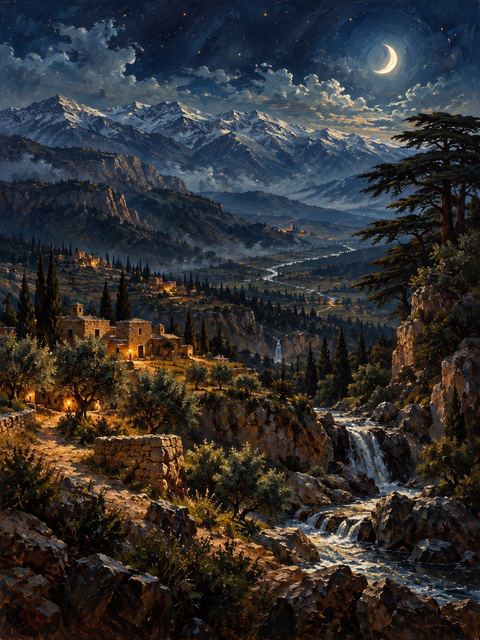 Illustration — not a likeness; generated for Gospel Companion in the app's painting style — Lebanon