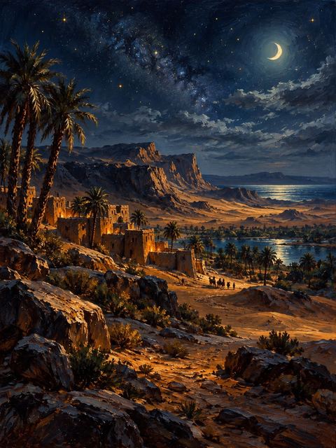 Illustration — not a likeness; generated for Gospel Companion in the app's painting style — Libya