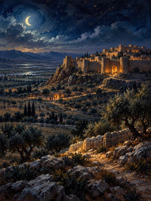 Illustration — not a likeness; generated for Gospel Companion in the app's painting style — Megiddo