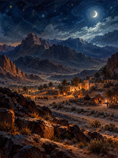 Illustration — not a likeness; generated for Gospel Companion in the app's painting style — Midian
