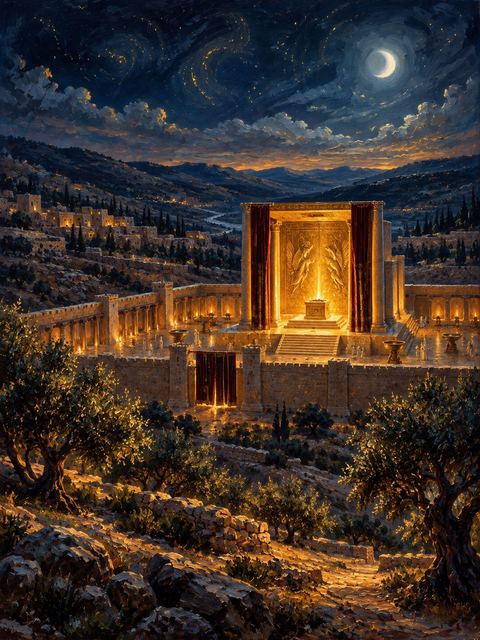 Illustration — not a likeness; generated for Gospel Companion in the app's painting style — Most Holy Place