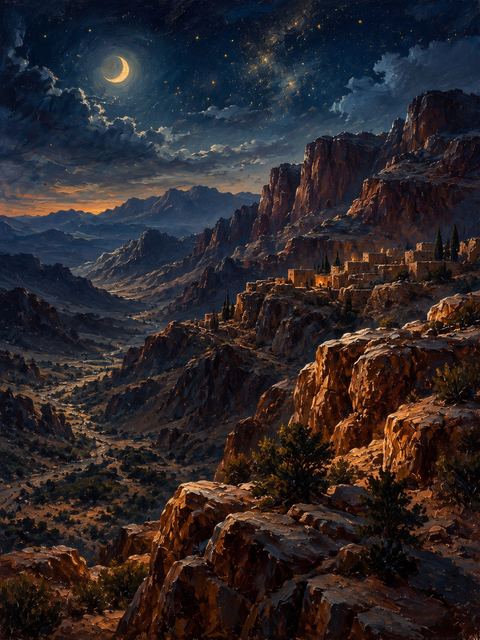 Illustration — not a likeness; generated for Gospel Companion in the app's painting style — Mount Seir