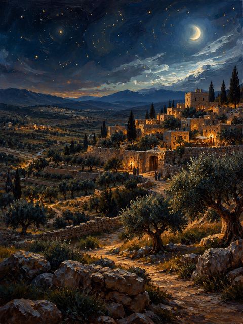 Illustration — not a likeness; generated for Gospel Companion in the app's painting style — Ramah