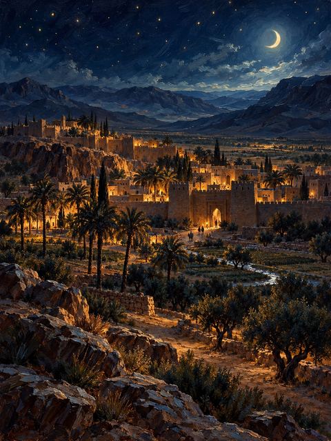 Illustration — not a likeness; generated for Gospel Companion in the app's painting style — Riblah