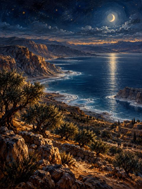 Illustration — not a likeness; generated for Gospel Companion in the app's painting style — Salt Sea