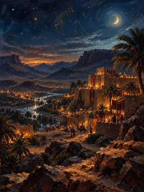 Illustration — not a likeness; generated for Gospel Companion in the app's painting style — Sheba