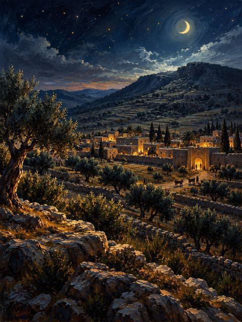 Illustration — not a likeness; generated for Gospel Companion in the app's painting style — Shechem